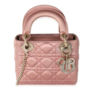 CHRISTIAN DIOR Dusty Rose Satin Cannage Crystal Mini Lady Dior