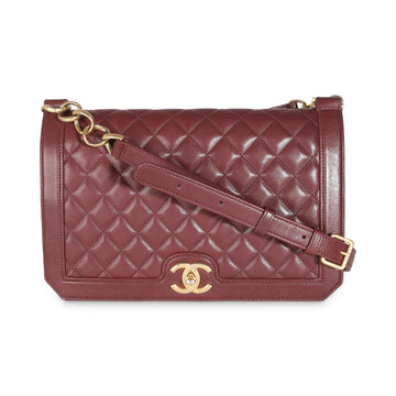 CHANEL Burgundy Quilted Lambskin Large Flap Bag