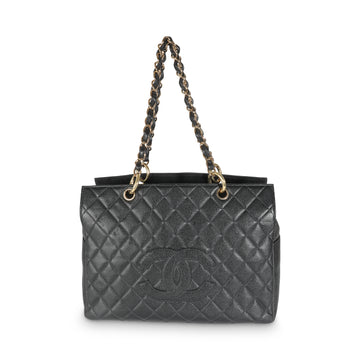 CHANEL Black Quilted Caviar Grand Shopper Tote