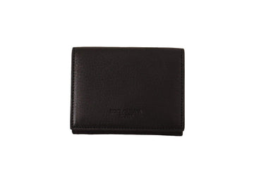 Dolce & Gabbana Men's Black Leather Trifold Purse Belt Strap Multi Kit Wallet