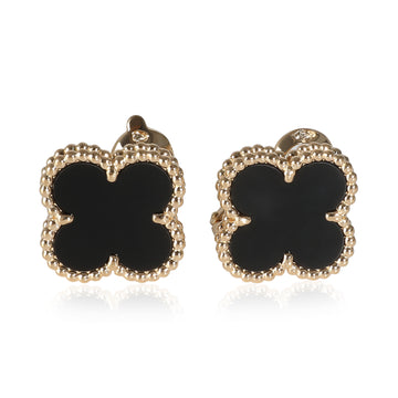 VAN CLEEF & ARPELS Alhambra Onyx Earrings in 18k Yellow Gold