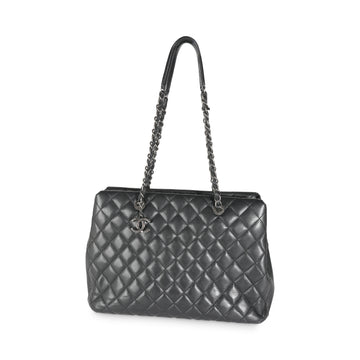 CHANEL Black Quilted Caviar Large City Shopping Tote