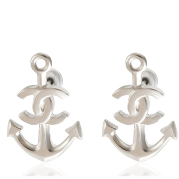 CHANEL 2018 Anchor CC Earrings in Palladium Plated