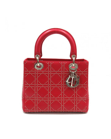 CHRISTIAN DIOR Women's Studded Cannage Lady Bag in Red