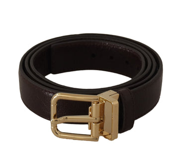 Dolce & Gabbana Men's Brown Leather Gold Metal Buckle Belt