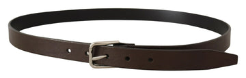 Dolce & Gabbana Men's Brown Calf Leather Silver Tone Metal Buckle Belt