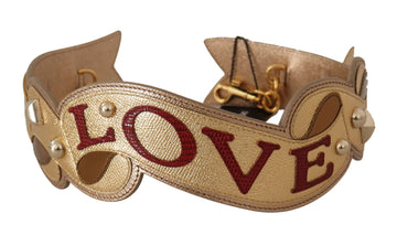 Dolce & Gabbana Women's Gold Leather LOVE Patch Bag Shoulder Strap