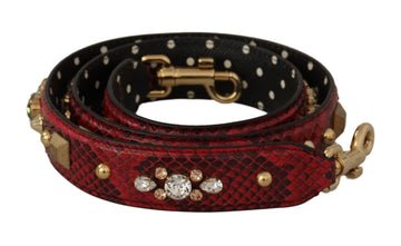Dolce & Gabbana Women's Red Python Leather Crystals Reversible Shoulder Strap