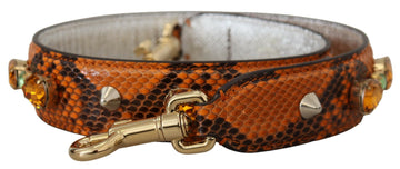Dolce & Gabbana Women's Orange Crystals Leather Bag Accessory Shoulder Strap