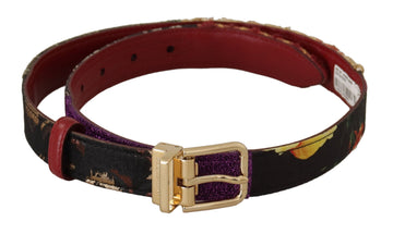 Dolce & Gabbana Women's Multicolor Patchwork Leather Gold Metal Buckle Belt