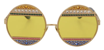 Dolce & Gabbana Women's Gold Oval Metal Crystals Shades Sunglasses