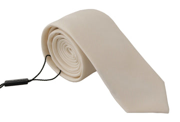 Dolce & Gabbana Men's Off-White 100% Silk Slim Adjustable Accessory Necktie