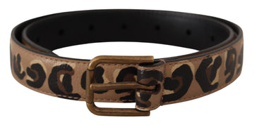 Dolce & Gabbana Women's Brown Leopard Print Vintage Metal Waist Buckle Belt