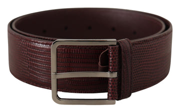 Dolce & Gabbana Women's Maroon Calf Leather Wide Logo Engraved Buckle Belt