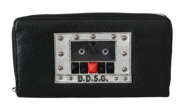 Dolce & Gabbana Men's Black Zipper Continental Purse 100% Leather Wallet