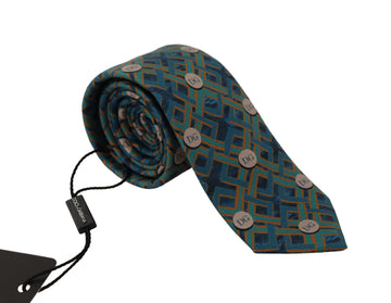 Dolce & Gabbana Men's Blue Fantasy Print Silk Adjustable Necktie Accessory Tie