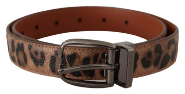 Dolce & Gabbana Women's Brown Leopard Embossed Leather Buckle Belt