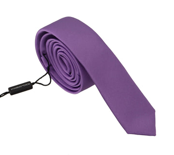 Dolce & Gabbana Men's Purple Solid Print Silk Adjustable Necktie Accessory Tie