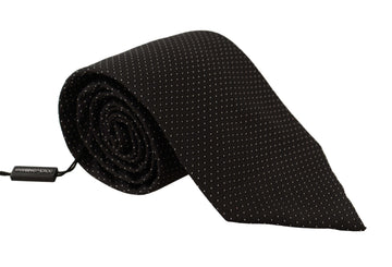 Dolce & Gabbana Men's Black White Polka dots Silk Adjustable Tie