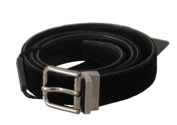 Dolce & Gabbana Men's Black Cotton Silver Tone Metal Buckle Belt