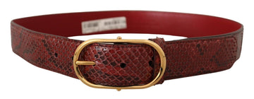 Dolce & Gabbana Women's Red Exotic Leather Gold Oval Buckle Belt