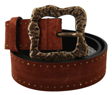 Dolce & Gabbana Men's Brown Suede Leather Studded Baroque Belt