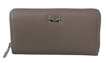 Dolce & Gabbana Men's Beige Leather Zipper Continental Bill Card Coin Wallet