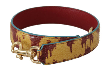 Dolce & Gabbana Women's Yellow Red Leather Gold Tone Shoulder Strap