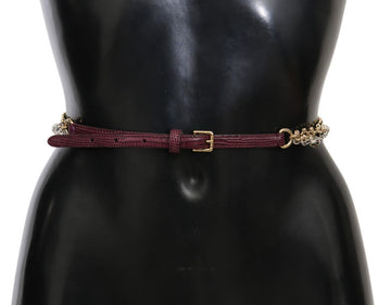 Dolce & Gabbana Women's Purple Leather Gold Chain Crystal Waist Belt