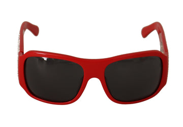 Dolce & Gabbana Women's Red Plastic Swarovski Stones Gray Lens Sunglasses