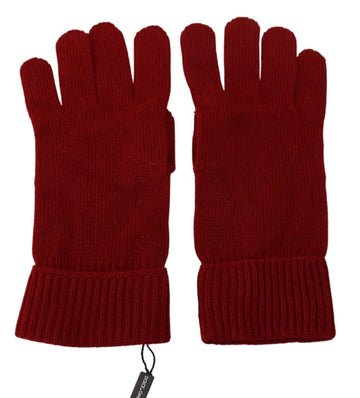 Dolce & Gabbana Men's Red 100% Cashmere Knit Hands Mitten Gloves