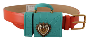 Dolce & Gabbana Women's Orange Leather Devotion Heart Micro Bag Headphones Belt