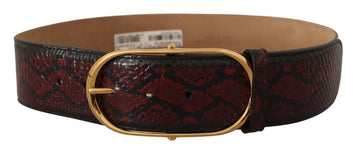 Dolce & Gabbana Women's Red Exotic Leather Gold Oval Buckle Belt