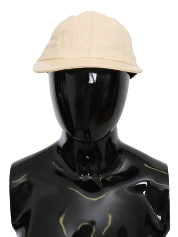 Dolce & Gabbana Men's White Lamb Skin 100% Leather Baseball Hat