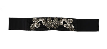 Dolce & Gabbana Women's Black Silk Brass Crystal Embellished Waist Belt