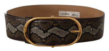 Dolce & Gabbana Women's Brown Python Leather Gold Oval Buckle Belt