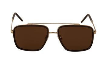 Dolce & Gabbana Men's Black Metal Square Polarized Lens Sunglasses