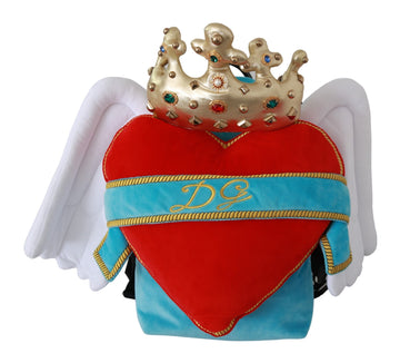 Dolce & Gabbana Women's Red Blue Heart Wings DG Crown School Backpack