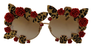 Dolce & Gabbana Women's Gold Metal Frame Roses Embellished Sunglasses