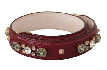 Dolce & Gabbana Women's Bordeaux Leather Crystals Bag Shoulder Strap