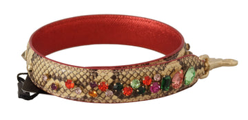 Dolce & Gabbana Women's Beige Exotic Leather Crystals Shoulder Strap
