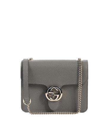 GUCCI Women's Interlocking Leather Chain Bag in Grey