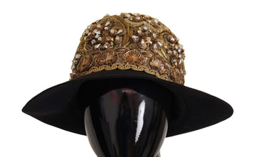 Dolce & Gabbana Women's Gold Embellished Crystal Rhinestone Embroidered Fedora Hat