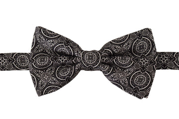 Dolce & Gabbana Men's Black white 100% Silk Adjustable Neck Papillon Tie