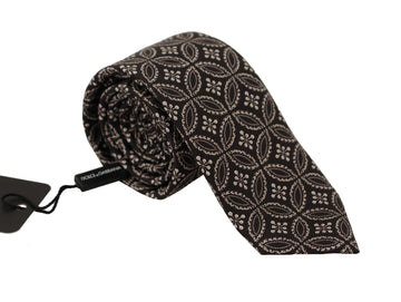 Dolce & Gabbana Men's Black White Fantasy Print Silk Adjustable Accessory Tie