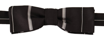 Dolce & Gabbana Men's Black Grey Lining 100% Silk Neck Papillon Tie