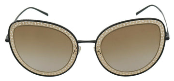 Dolce & Gabbana Women's Black Gold DG2225 Oval Metal Lace Sunglasses