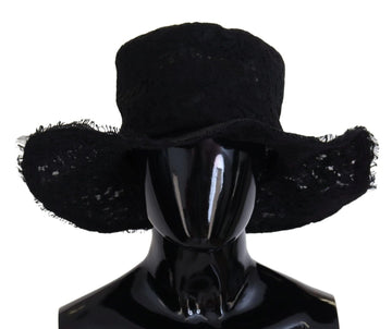 Dolce & Gabbana Women's Black Floral Lace Wide Brim Top Hat