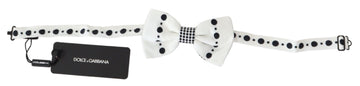 Dolce & Gabbana Men's White Dotted Print Adjustable Neck Papillon Tie