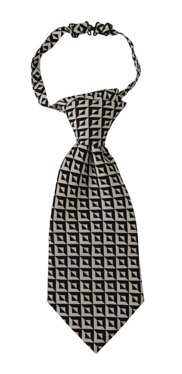 Dolce & Gabbana Men's Black White Geometric 100% Silk Adjustable Accessory Tie